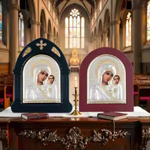 HTISOK Icon of the Virgin Mary and Jesus Greek Orthodox Gold Plated Icon Religious Art for Home Church Sideboard Decoration Christian Gift