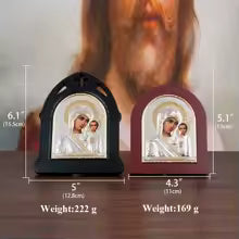 HTISOK Icon of the Virgin Mary and Jesus Greek Orthodox Gold Plated Icon Religious Art for Home Church Sideboard Decoration Christian Gift